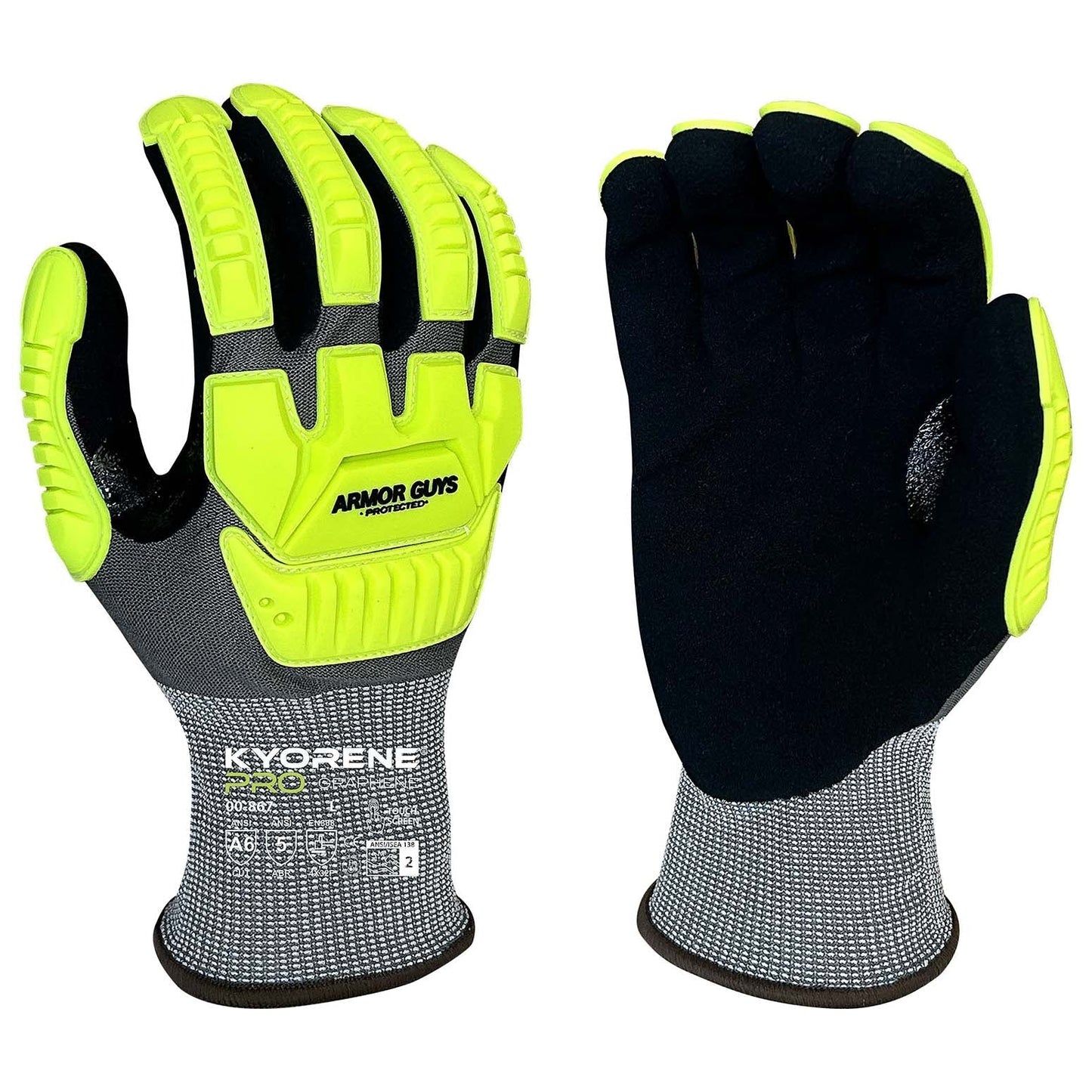 Gray/Yellow String Knit Gloves - Armor Guys - Durable Design
