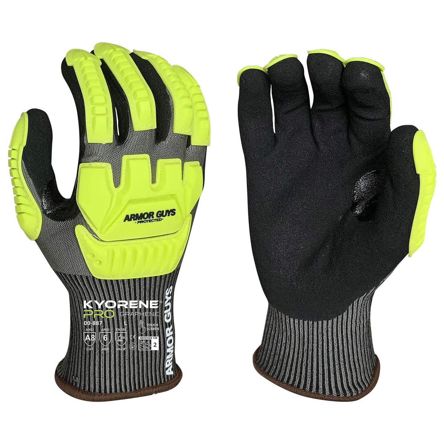 Gray Yellow String Knit Gloves - Armor Guys - Durable Design