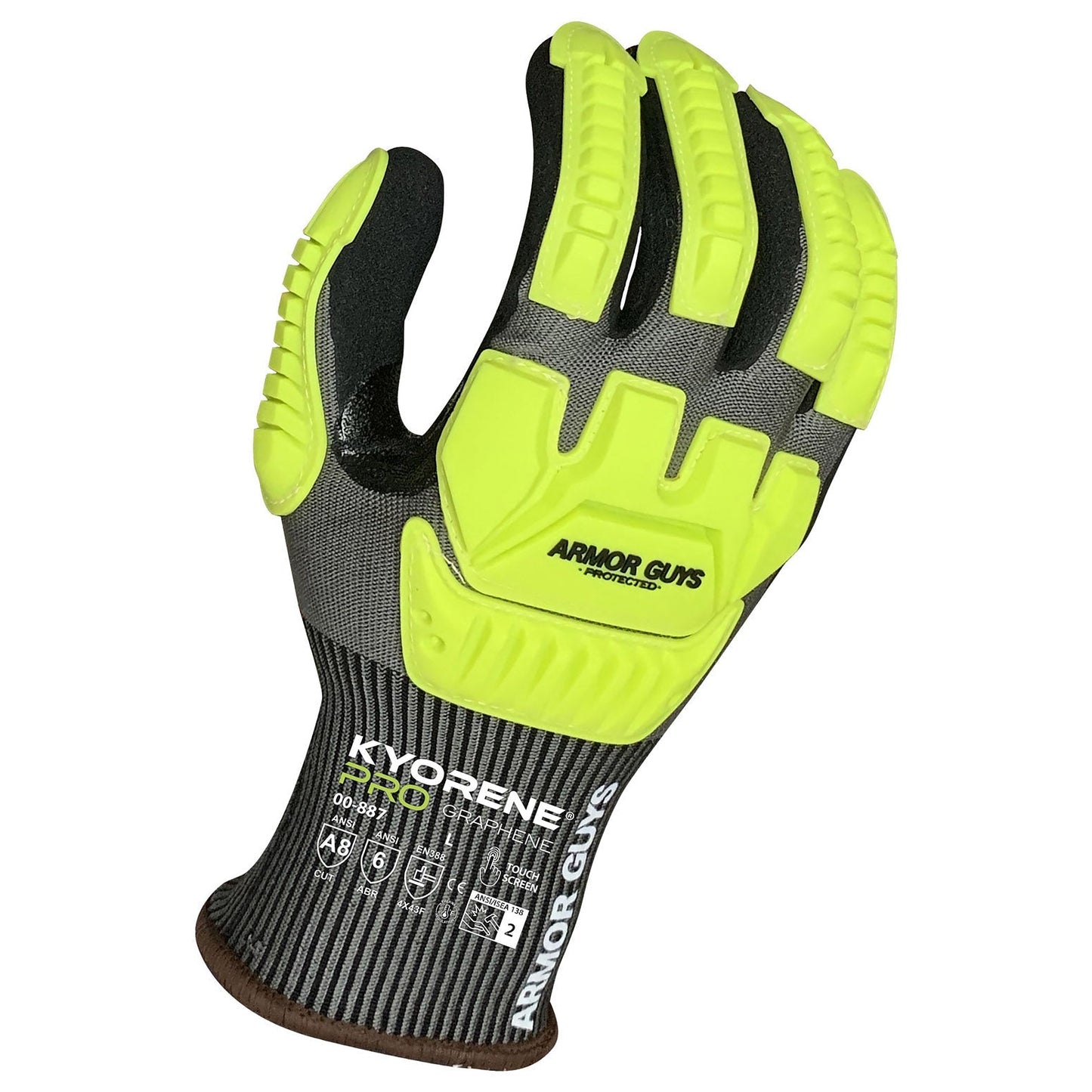 Gray Yellow String Knit Gloves - Armor Guys - Durable Design