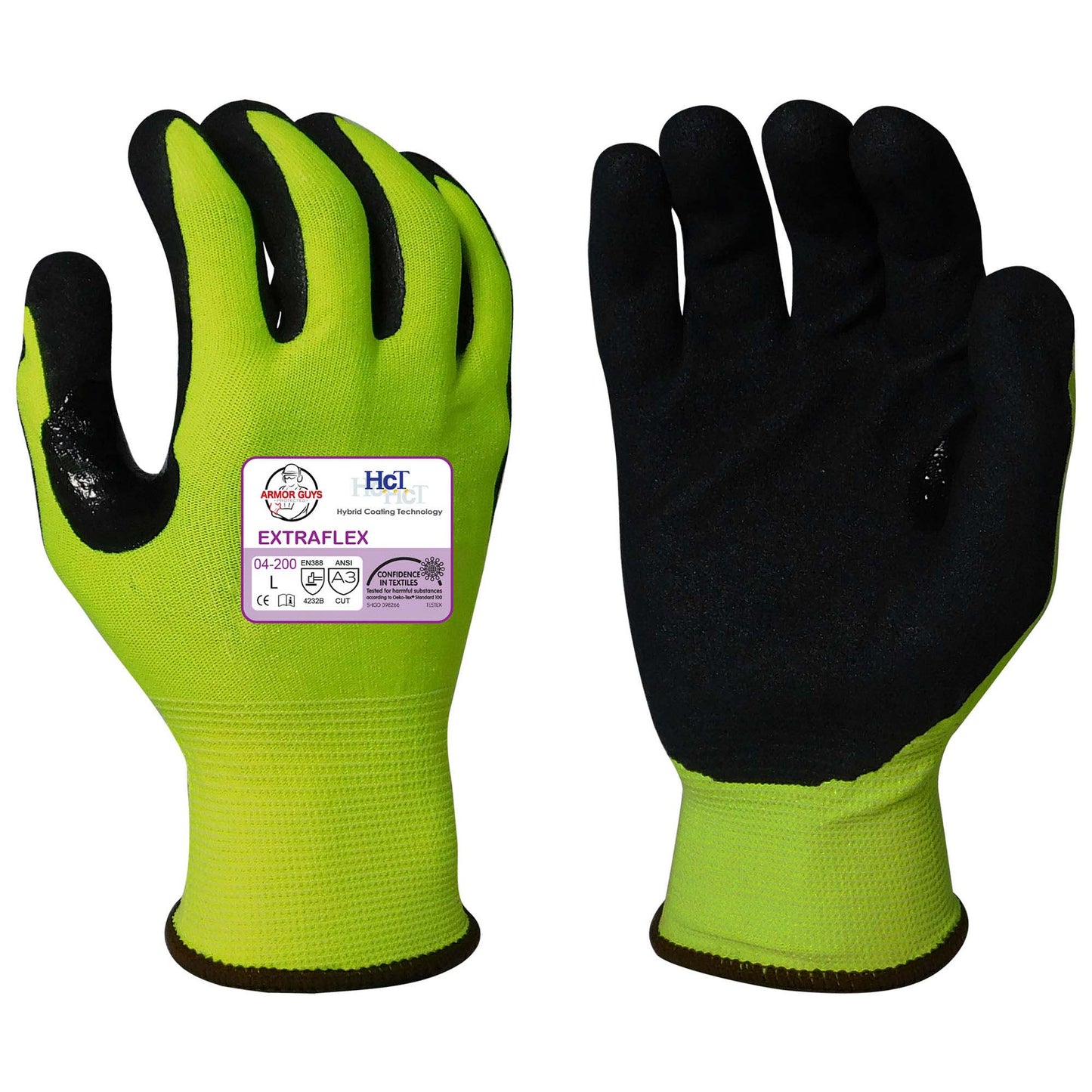 Yellow/Lime String Knit Gloves - Armor Guys - Hi-Vis Grip