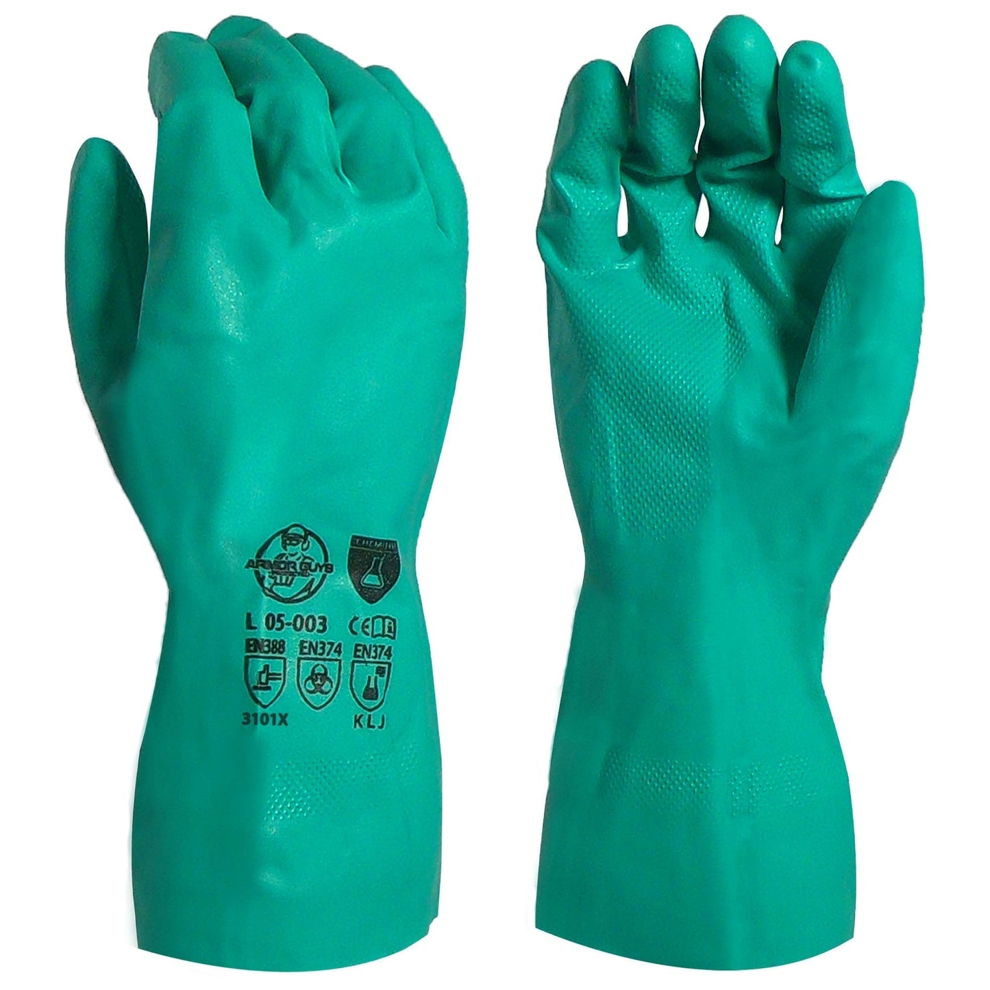 Green Rubber Gloves - Armor Guys - Nitrile Coated