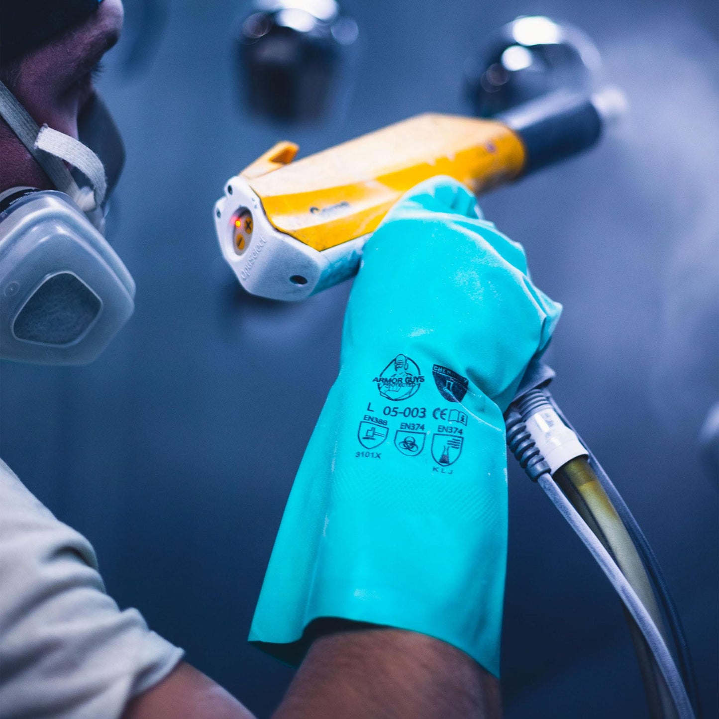 Green Rubber Gloves - Armor Guys - Nitrile Coated
