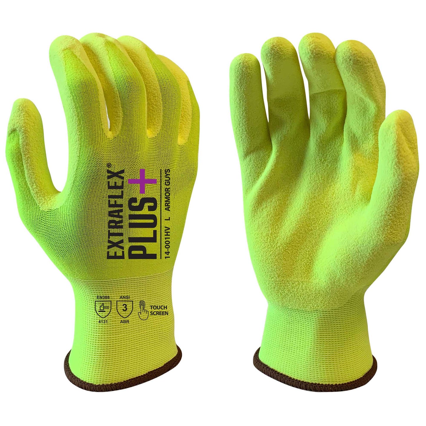 Yellow/Lime Knit Gloves - Armor Guys - Hi-Vis Nitrile