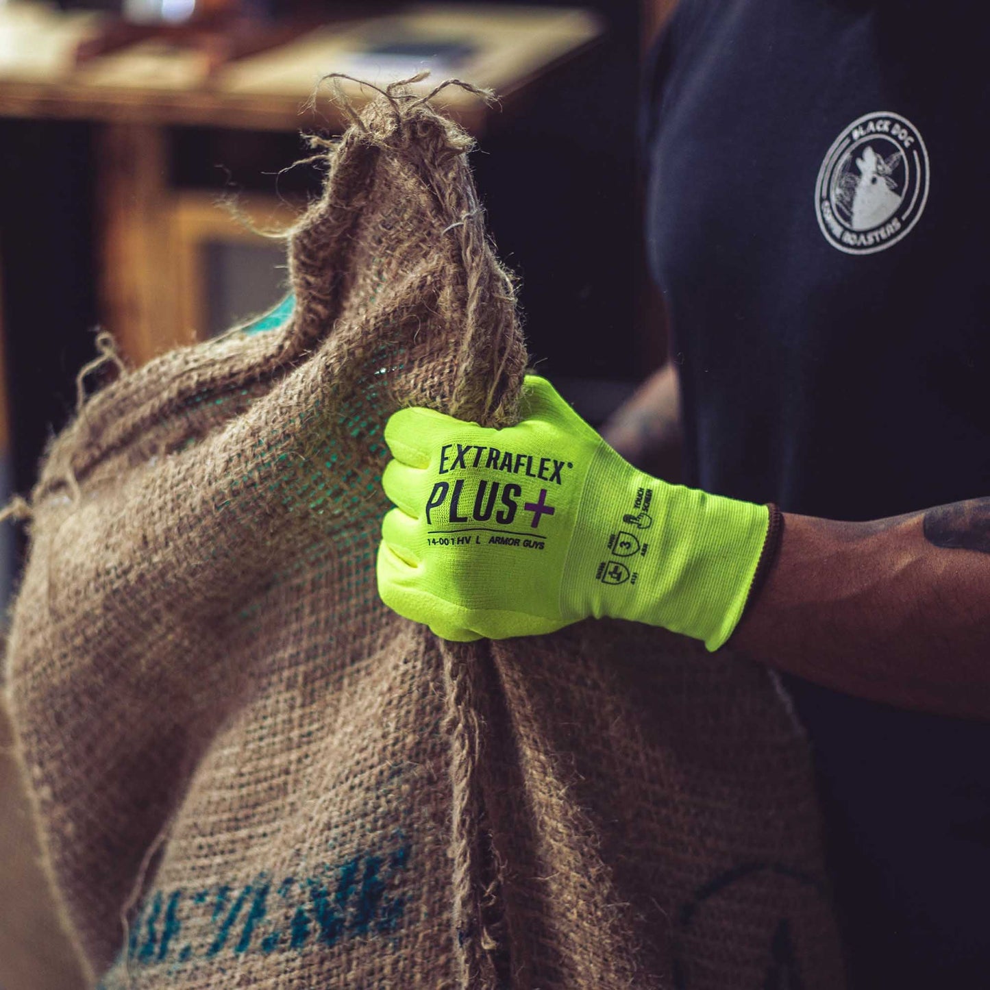 Yellow/Lime Knit Gloves - Armor Guys - Hi-Vis Nitrile