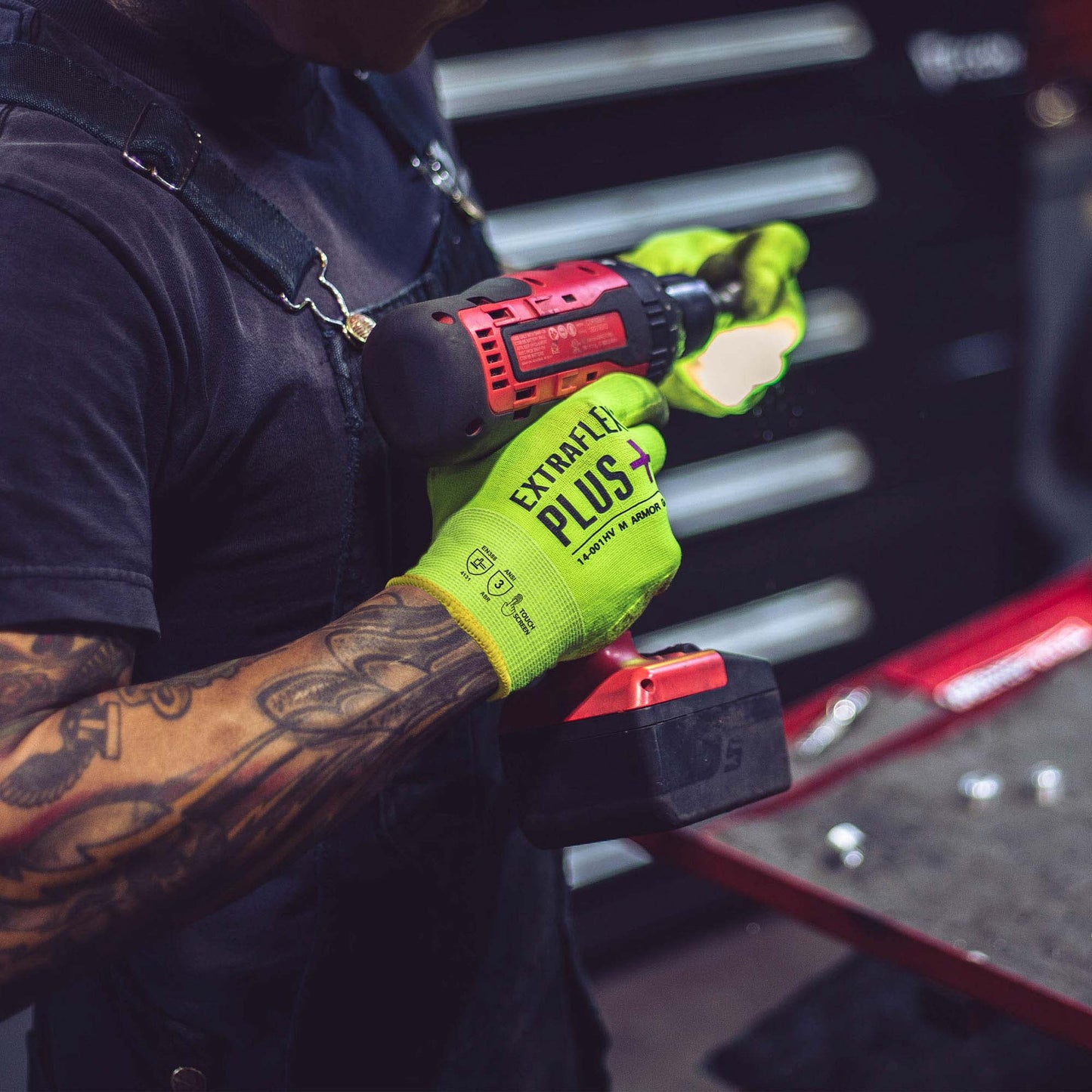 Yellow/Lime Knit Gloves - Armor Guys - Hi-Vis Nitrile