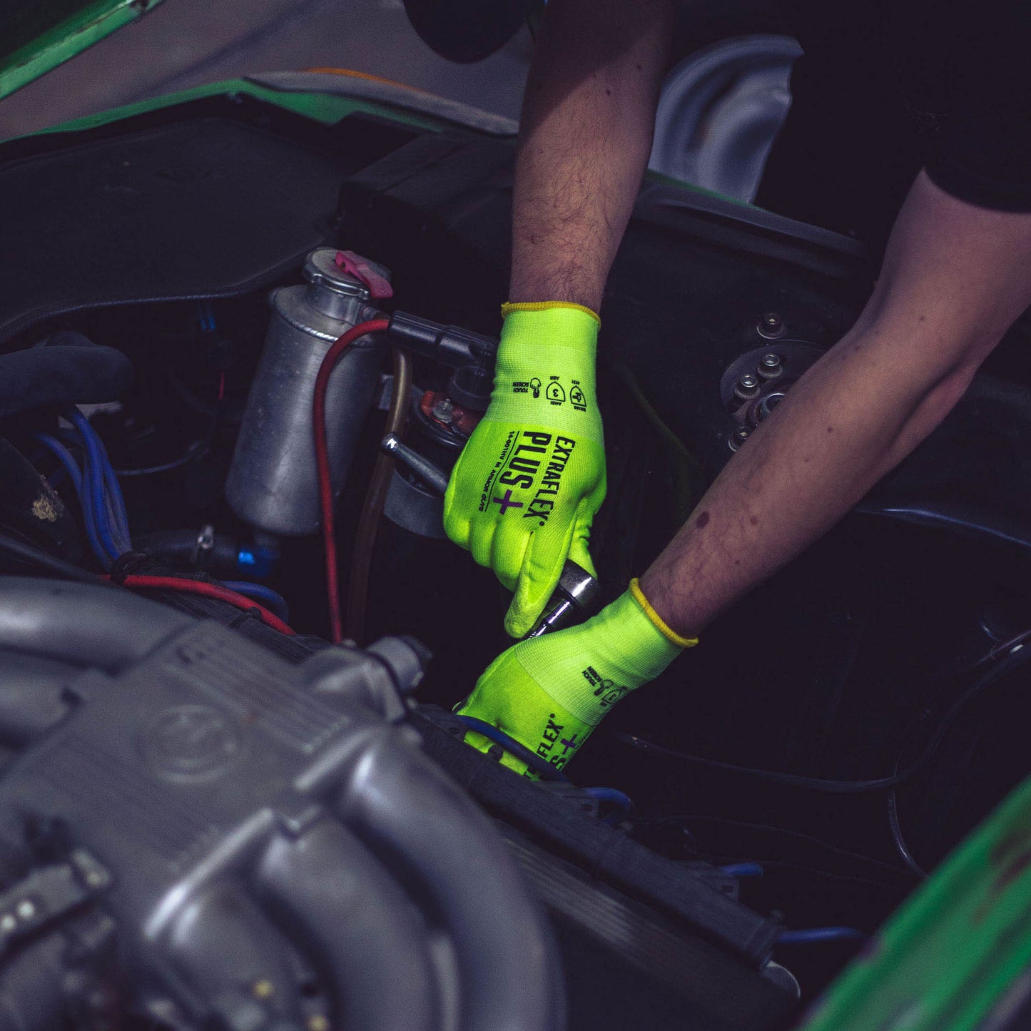 Yellow/Lime Knit Gloves - Armor Guys - Hi-Vis Nitrile