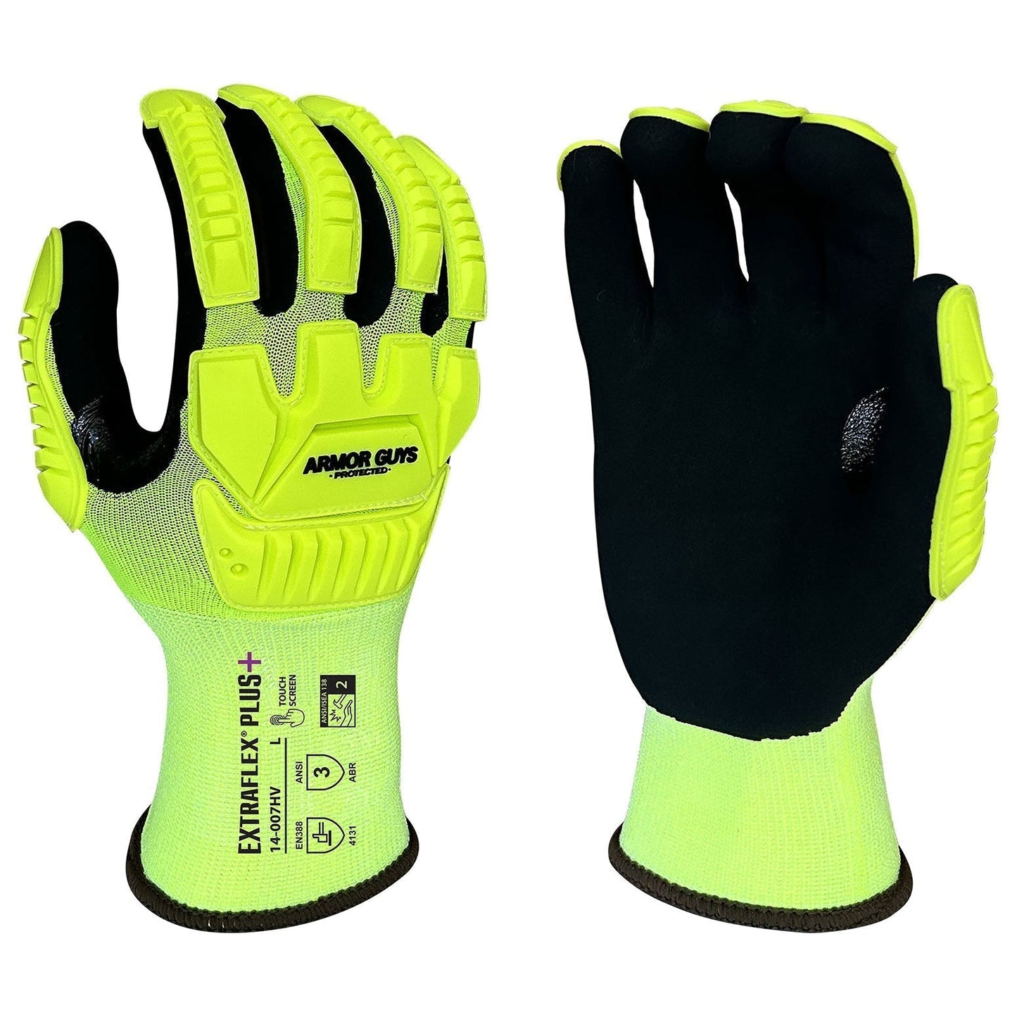 Yellow/Lime String Knit Gloves - Armor Guys - Durable Grip