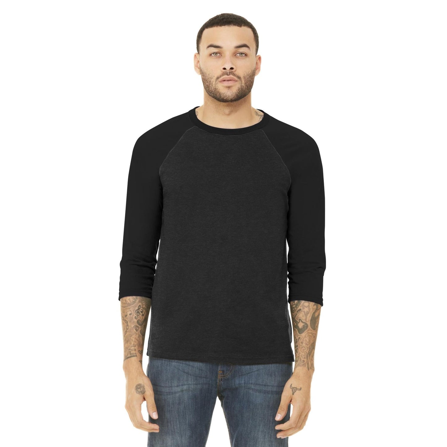 Black/Deep Heather T-Shirts - Bella + Canvas - Comfortable Tee