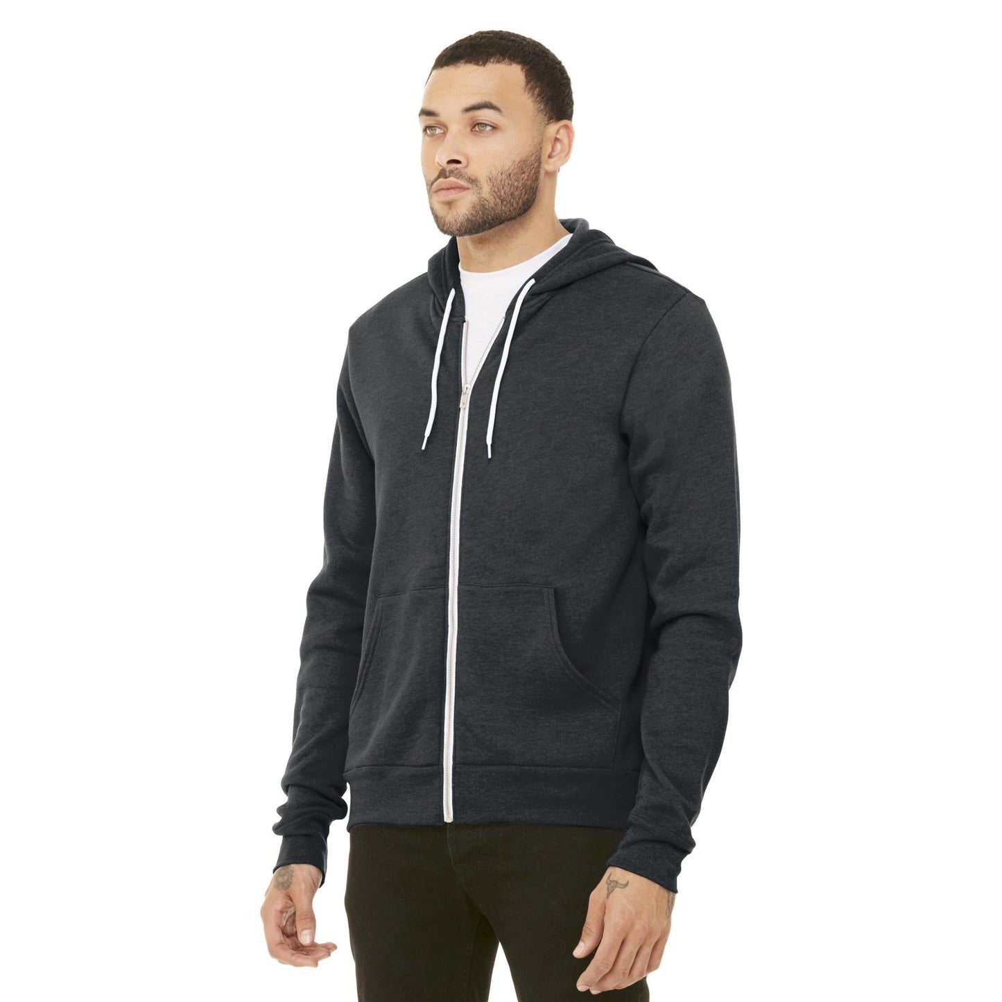 Black Heather Sweatshirt - Bella + Canvas - Full-Zip Fleece