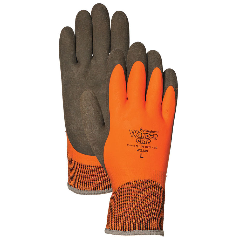 Orange String Knit Gloves - Bellingham Glove - Insulated Grip