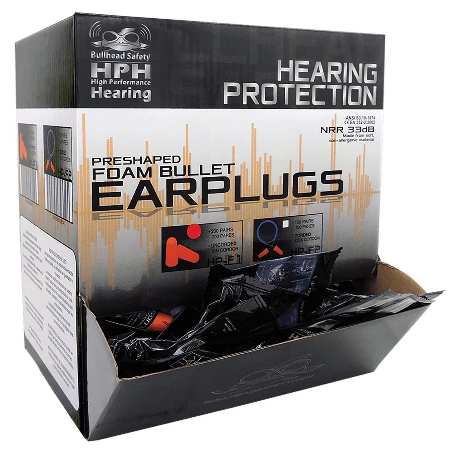 Orange Ear Plugs - Bullhead Safety - Soft Foam