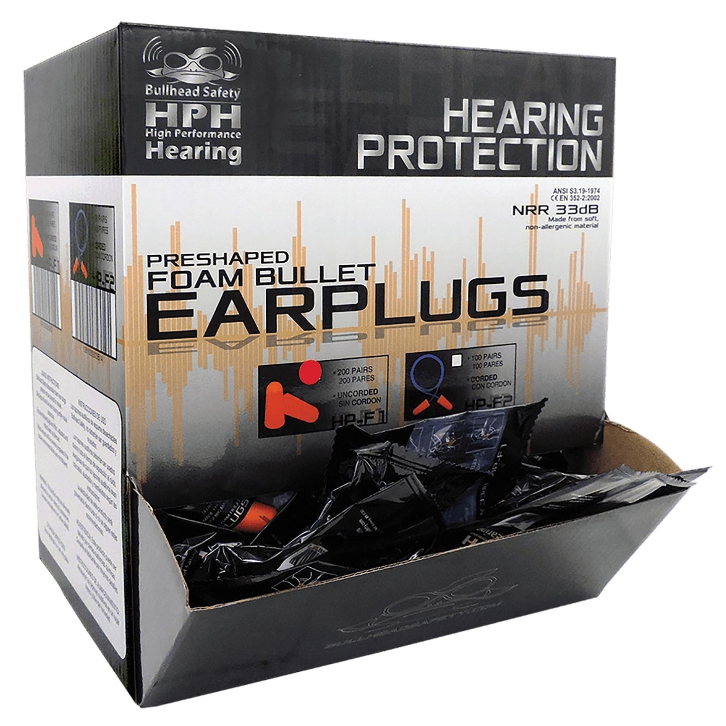 Orange Ear Plugs - Bullhead Safety - Foam Comfort