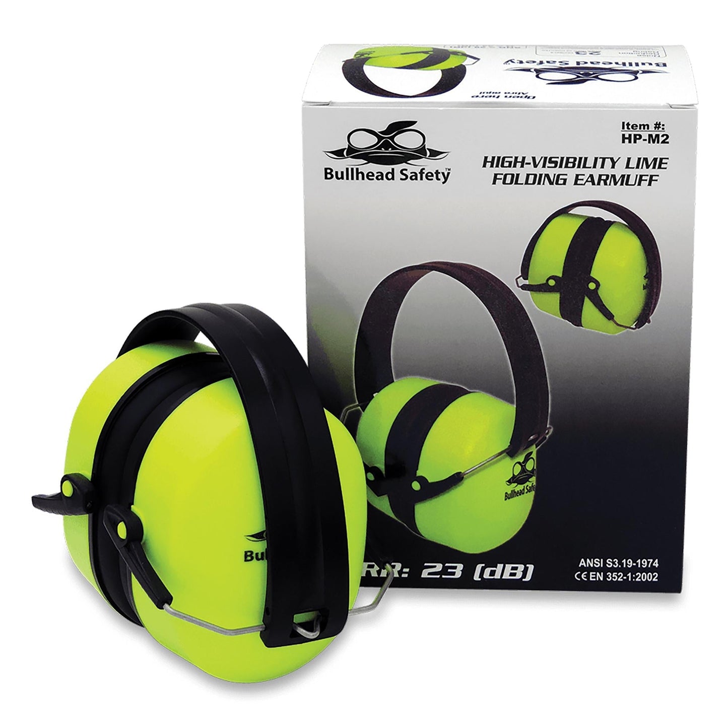 Yellow/Lime Ear Muffs - Bullhead Safety - Foldable Design