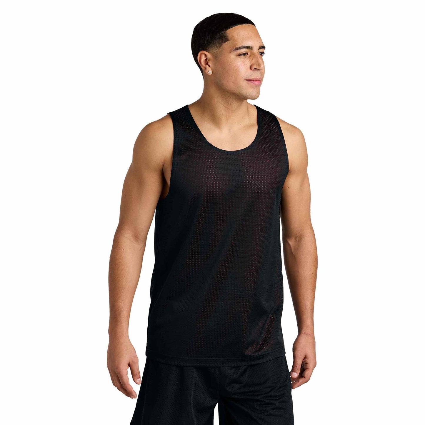 Black/Deep Red Tank Tops - Sport-Tek - Moisture-Wicking