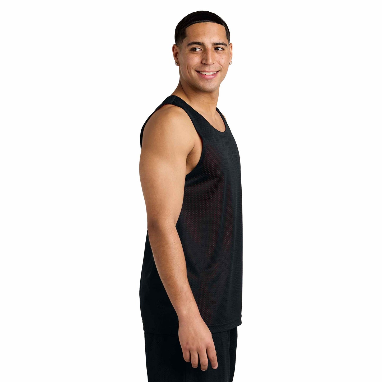 Black/Deep Red Tank Tops - Sport-Tek - Moisture-Wicking