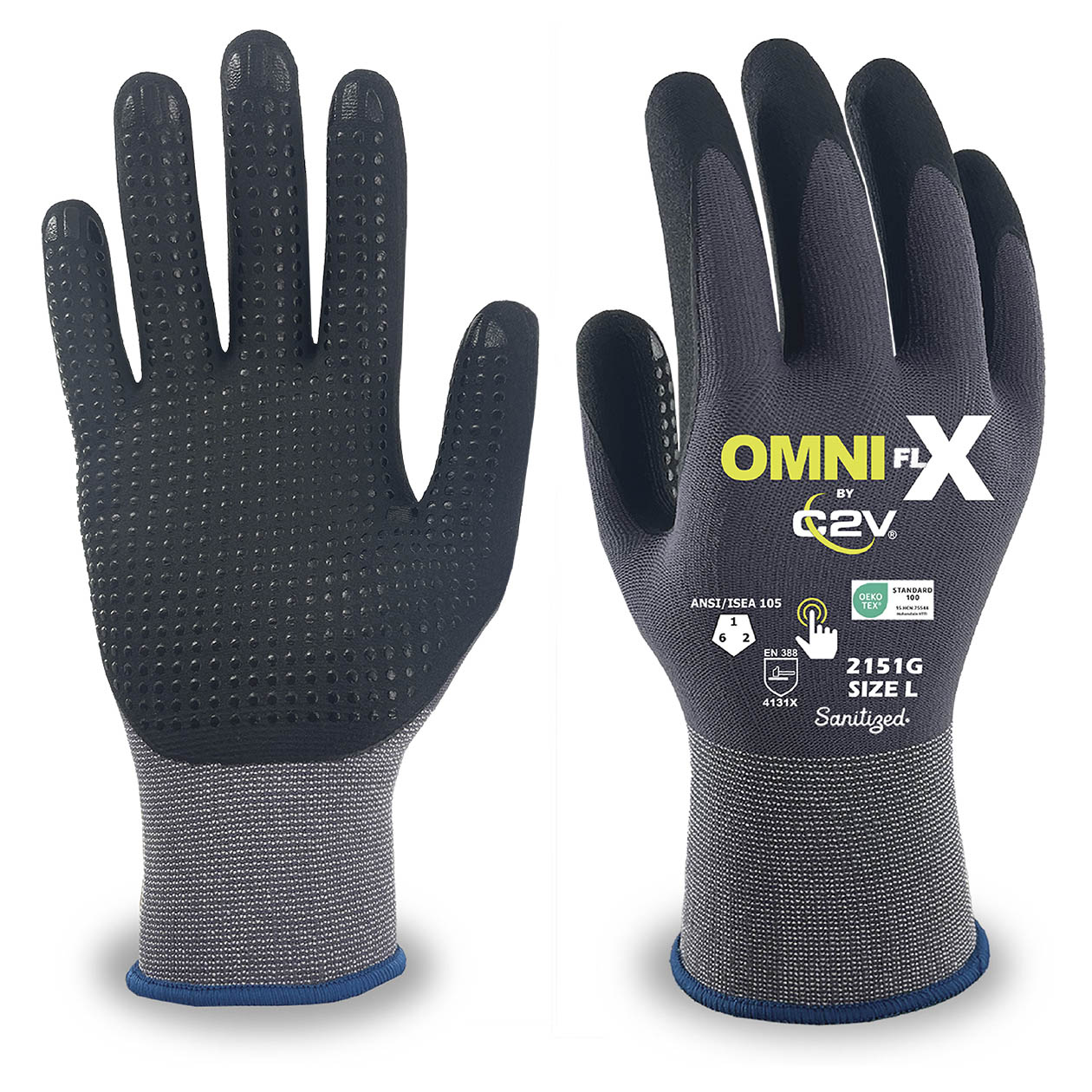Nitrile Dotted Gloves - C2V - Nylon/Spandex Shell