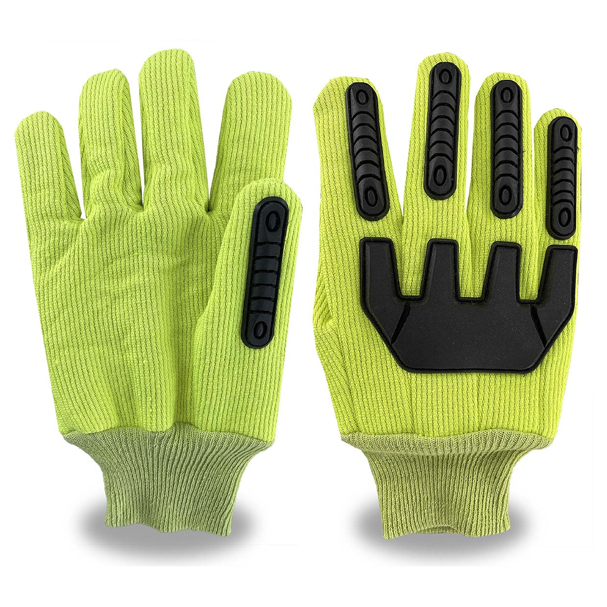 Hi-Vis Green Gloves - C2V - Durable Double Palm