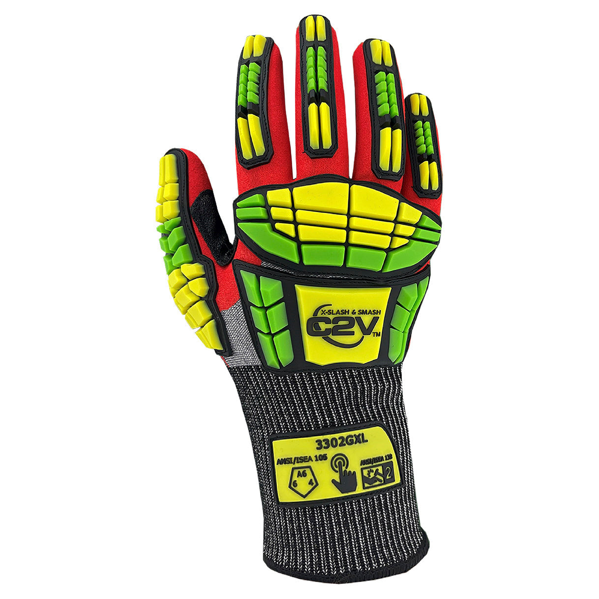 Red Sandy Nitrile Gloves - C2V - Impact Resistant