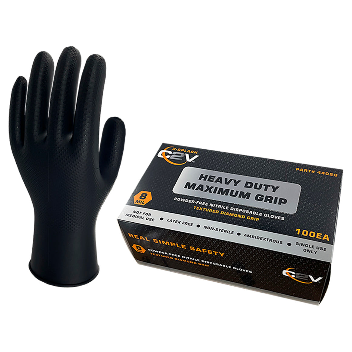 Black Disposable Gloves - C2V - Durable Nitrile