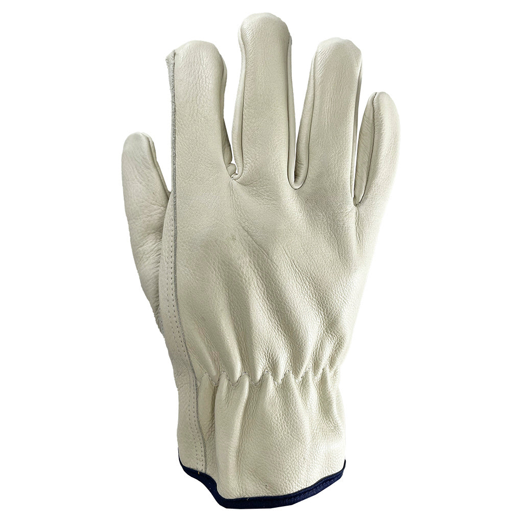 White Leather Gloves - C2V - Durable Grain Cowhide Gloves