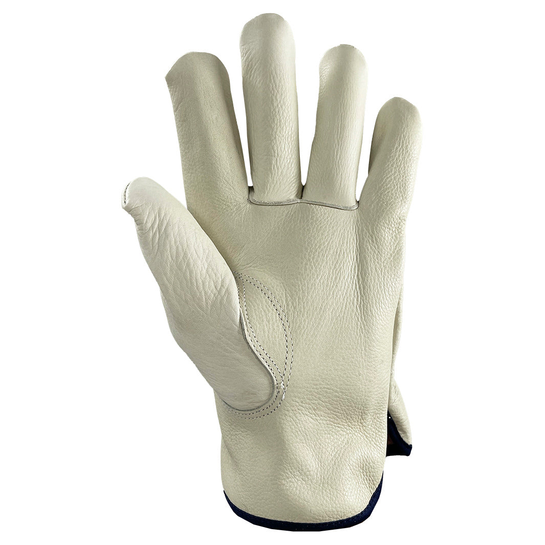 White Leather Gloves - C2V - Durable Grain Cowhide Gloves