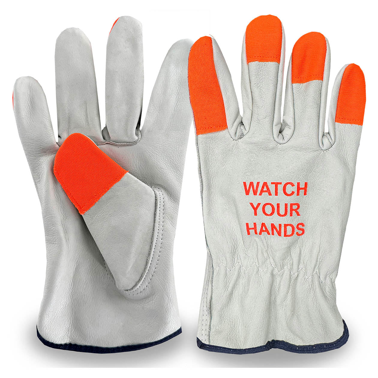 Hi-Vis Fingertips Leather Gloves - C2V - Comfortable Fit