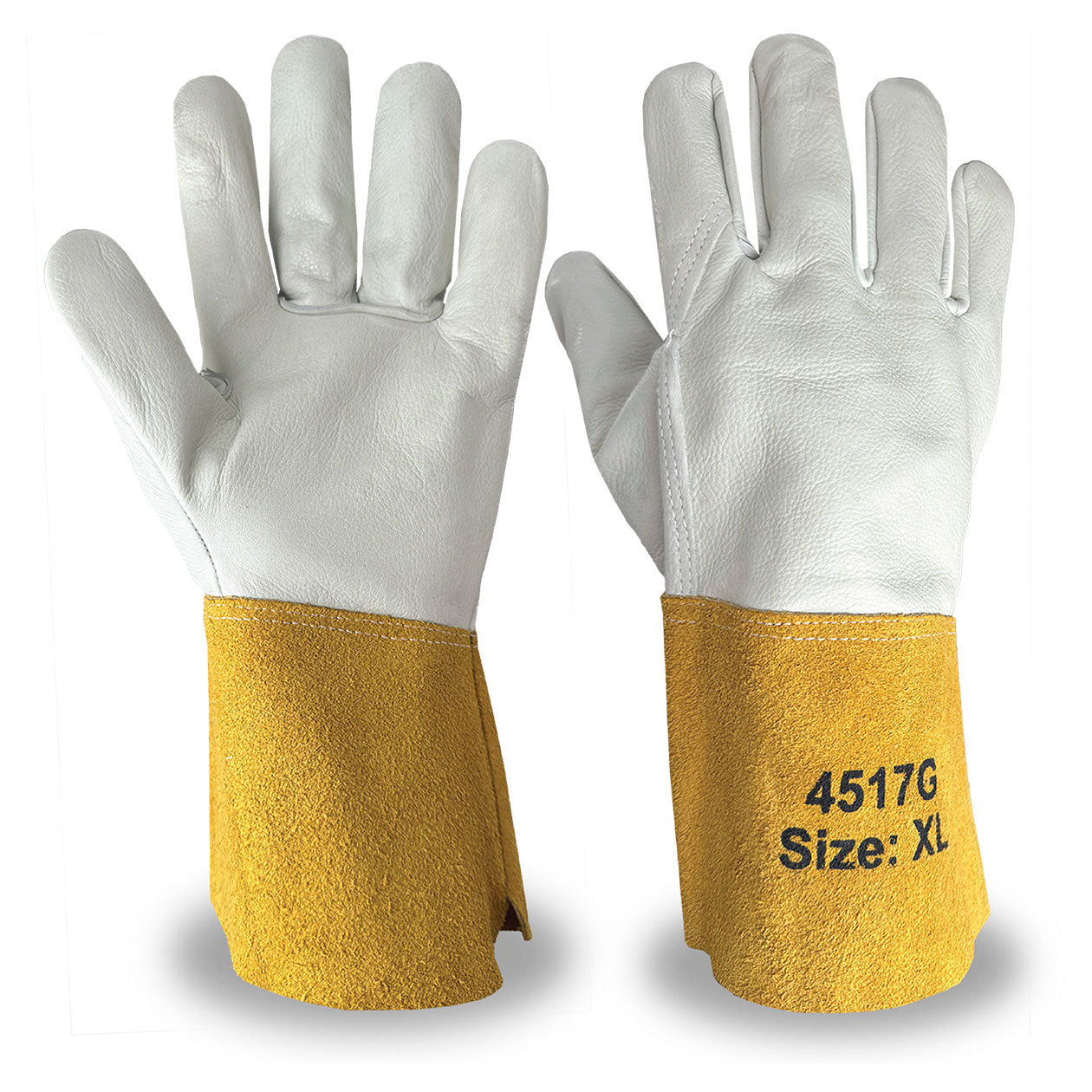 White Leather Gloves - C2V - Durable Grain Cowhide