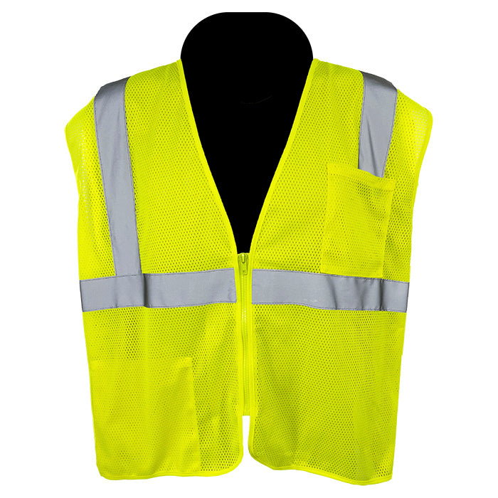 Yellow/Lime Safety Vest - C2V - Mesh Zippered Design