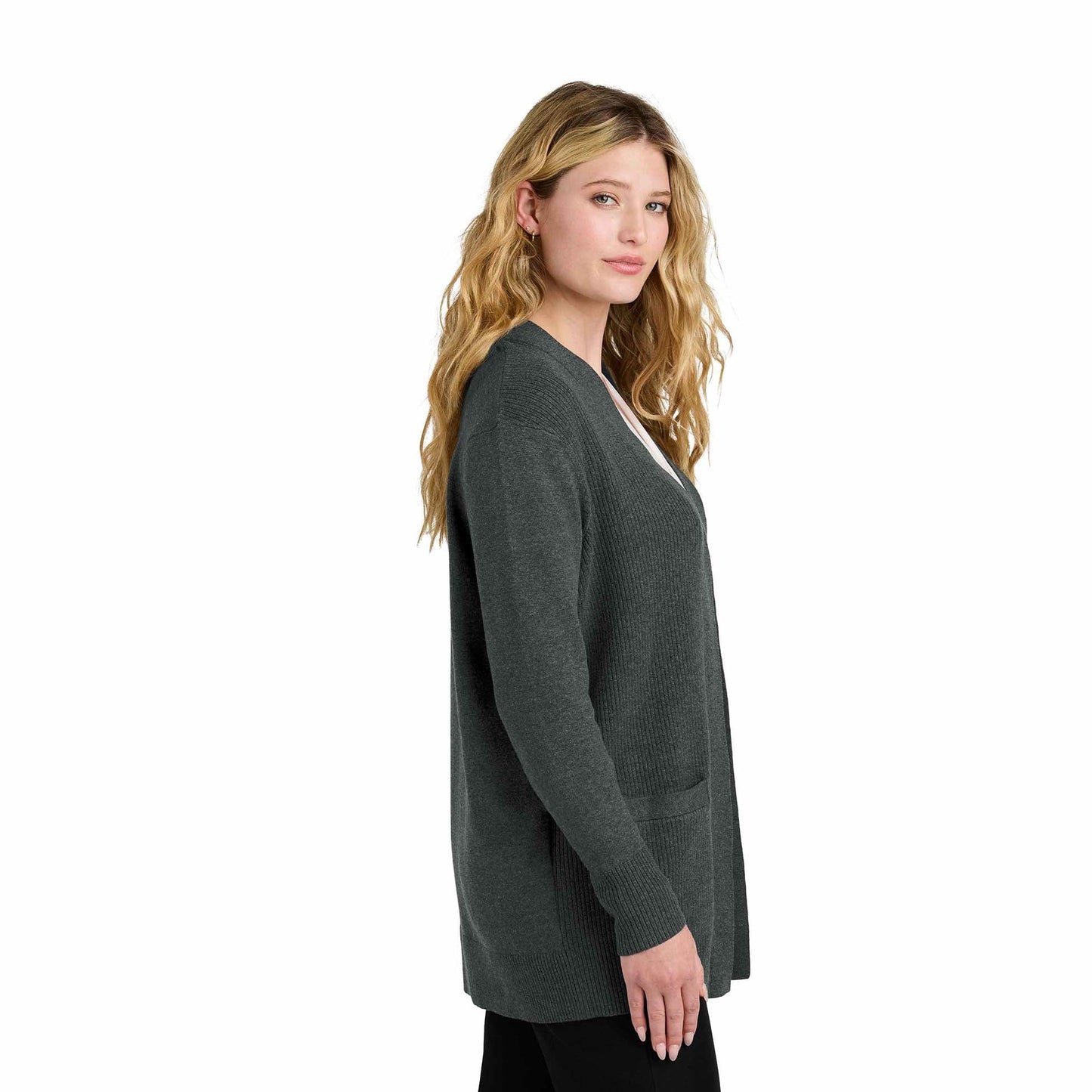 Charcoal Heather Cardigans - Port Authority - Easy Care