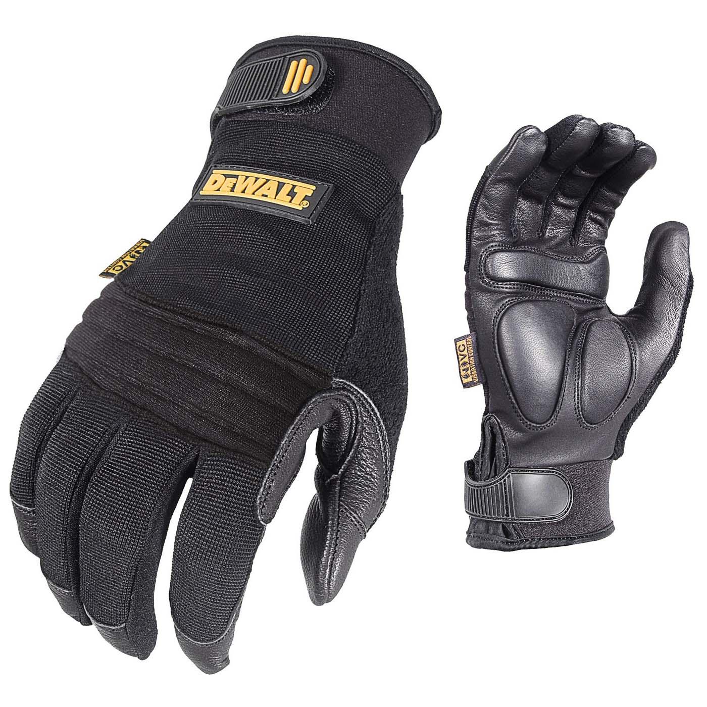 Black Leather Gloves - DeWalt - Vibration Reducing