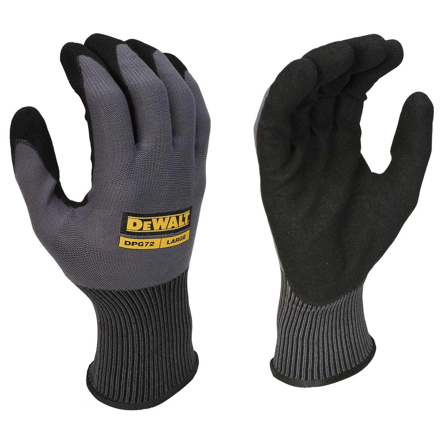 Black String Knit Gloves - DeWalt - Durable Grip