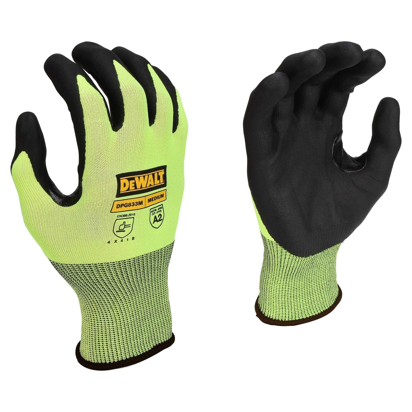Yellow/Lime String Knit Gloves - DeWalt - Hi-Vis Touchscreen