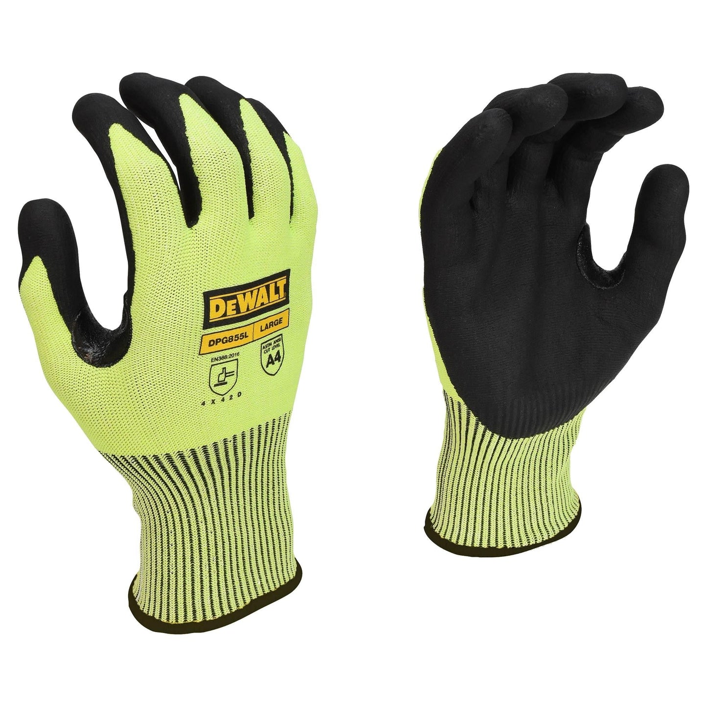 Yellow/Lime String Knit Gloves - DeWalt - Hi-Vis Comfort