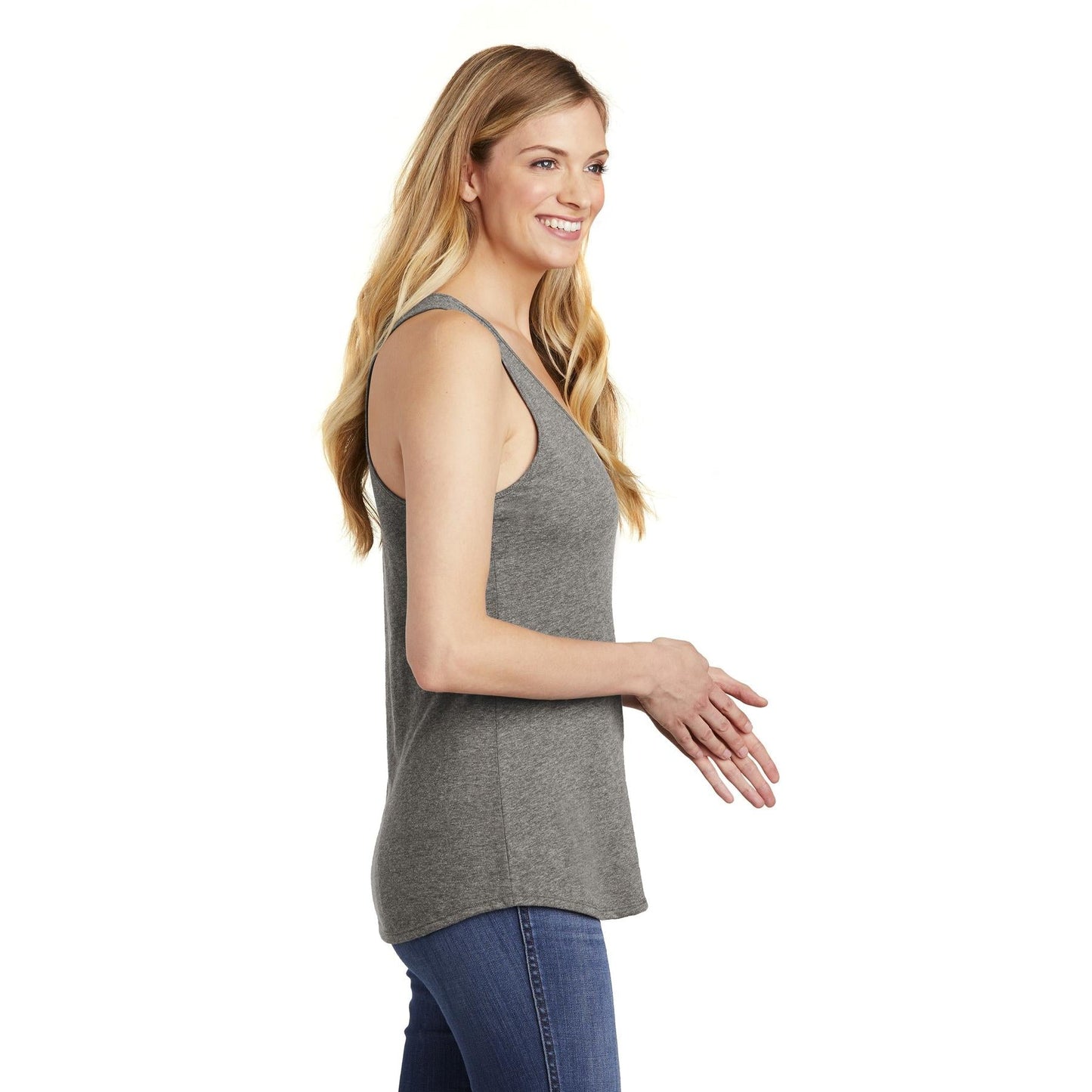 Black Tank Tops - District - Stylish Gathered Back - Cotton Blend