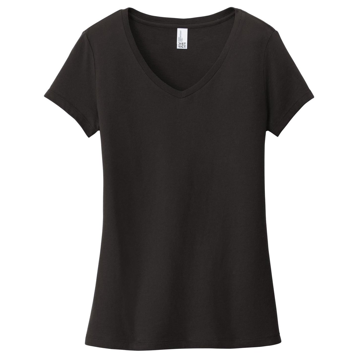 Black T-Shirts - District - Soft V-Neck - Stylish Fit - Soft Fabric