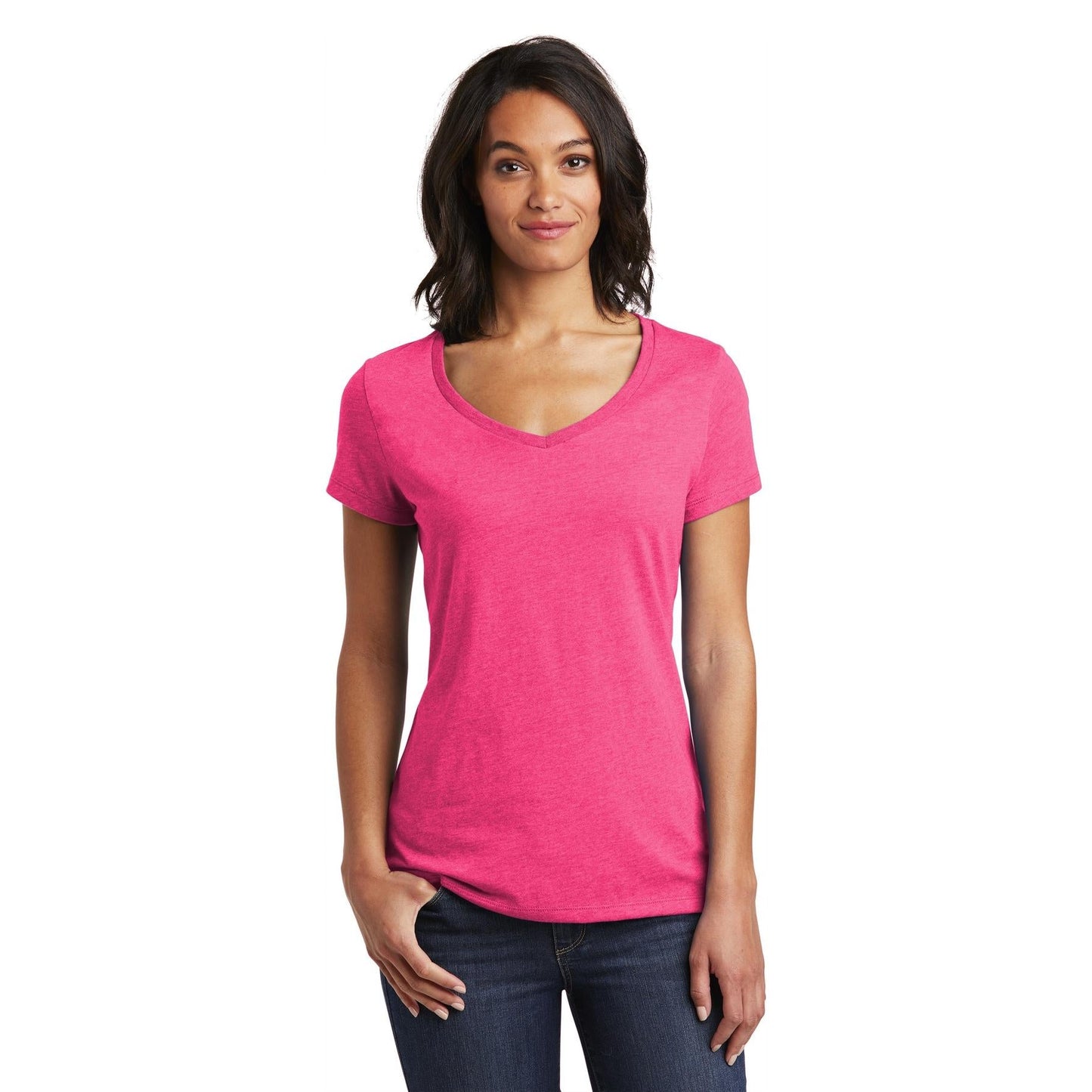 Black T-Shirts - District - Soft V-Neck - Stylish Fit - Soft Fabric