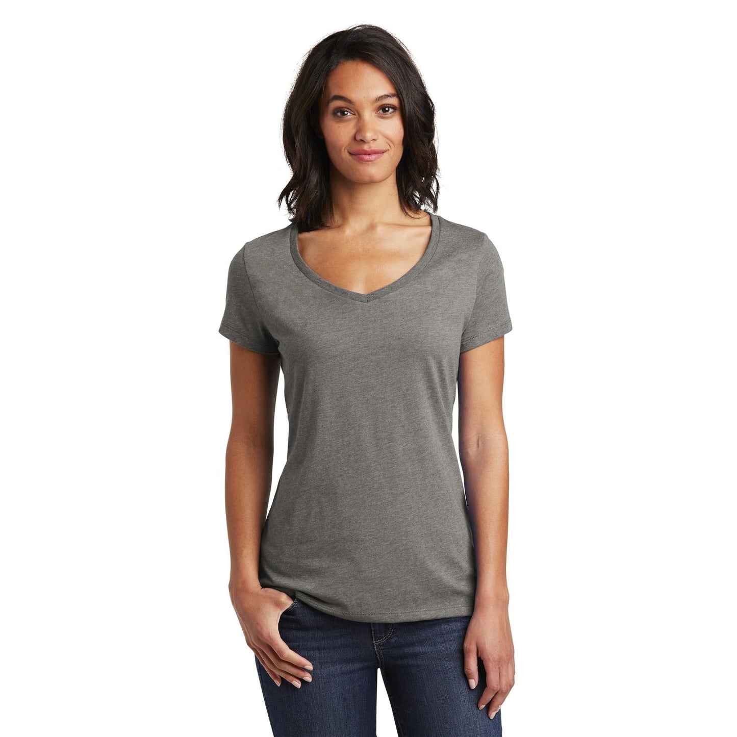 Black T-Shirts - District - Soft V-Neck - Stylish Fit - Soft Fabric