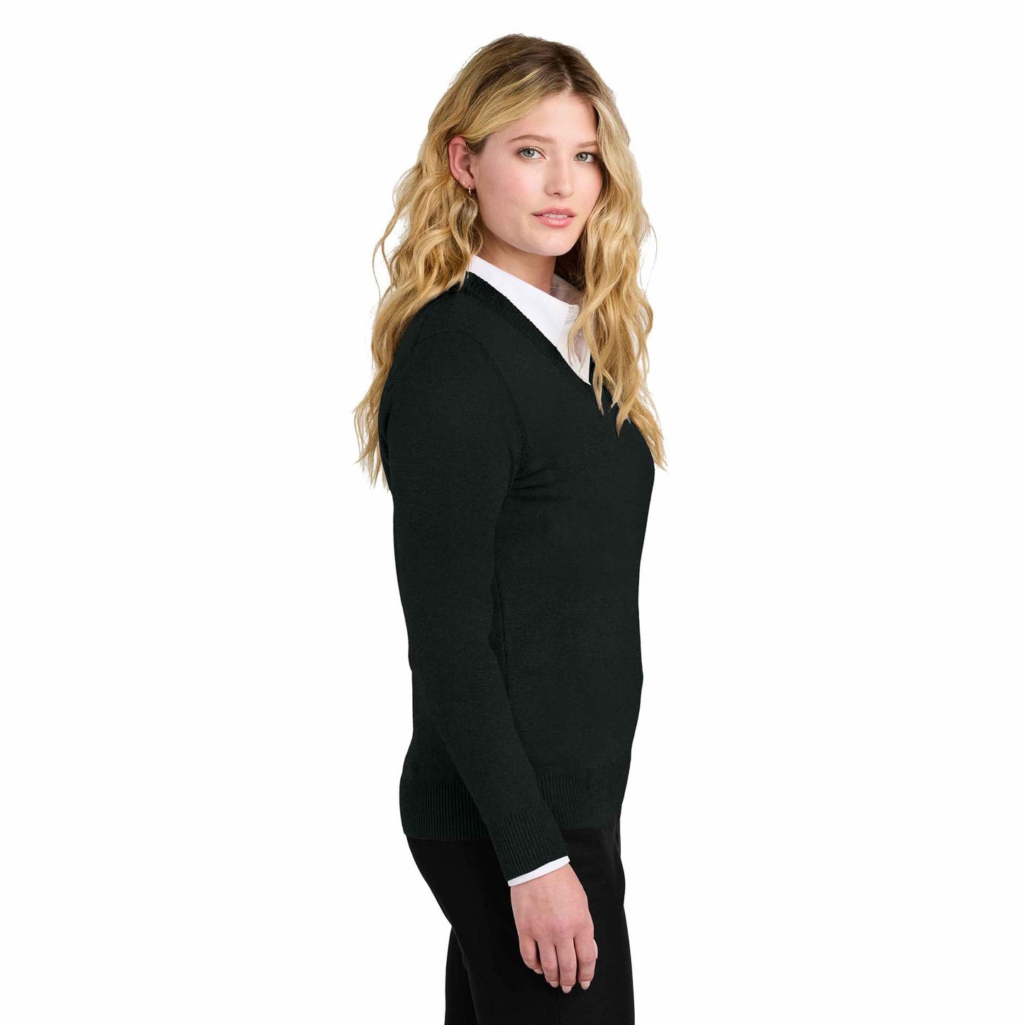 Aegean Blue Sweater - Port Authority - V-Neck Design