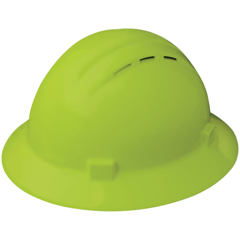 Hi-Viz Lime Hard Hats - ERB - Vented, Comfortable Fit