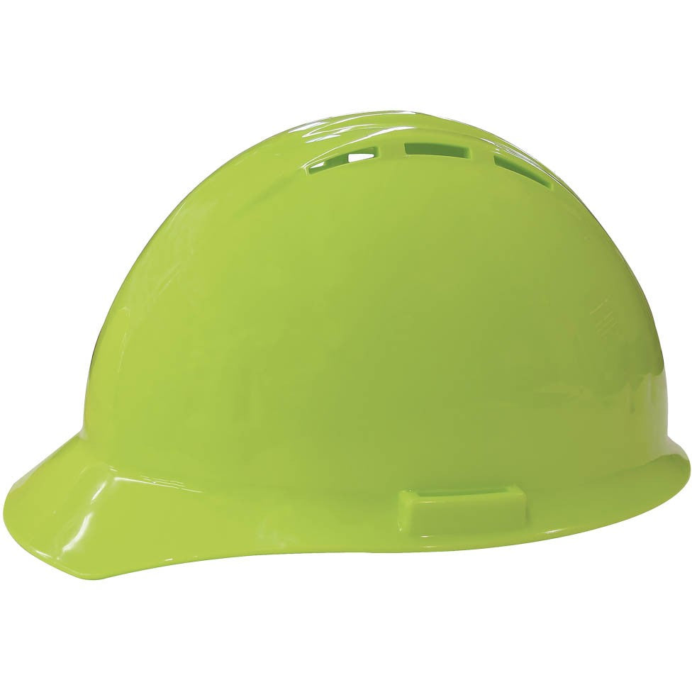 Hi-Viz Lime Hard Hats - ERB - Vented 4-Point Suspension