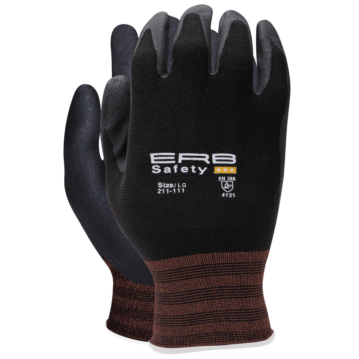 Black String Knit Gloves - ERB by Delta Plus - Comfortable Grip