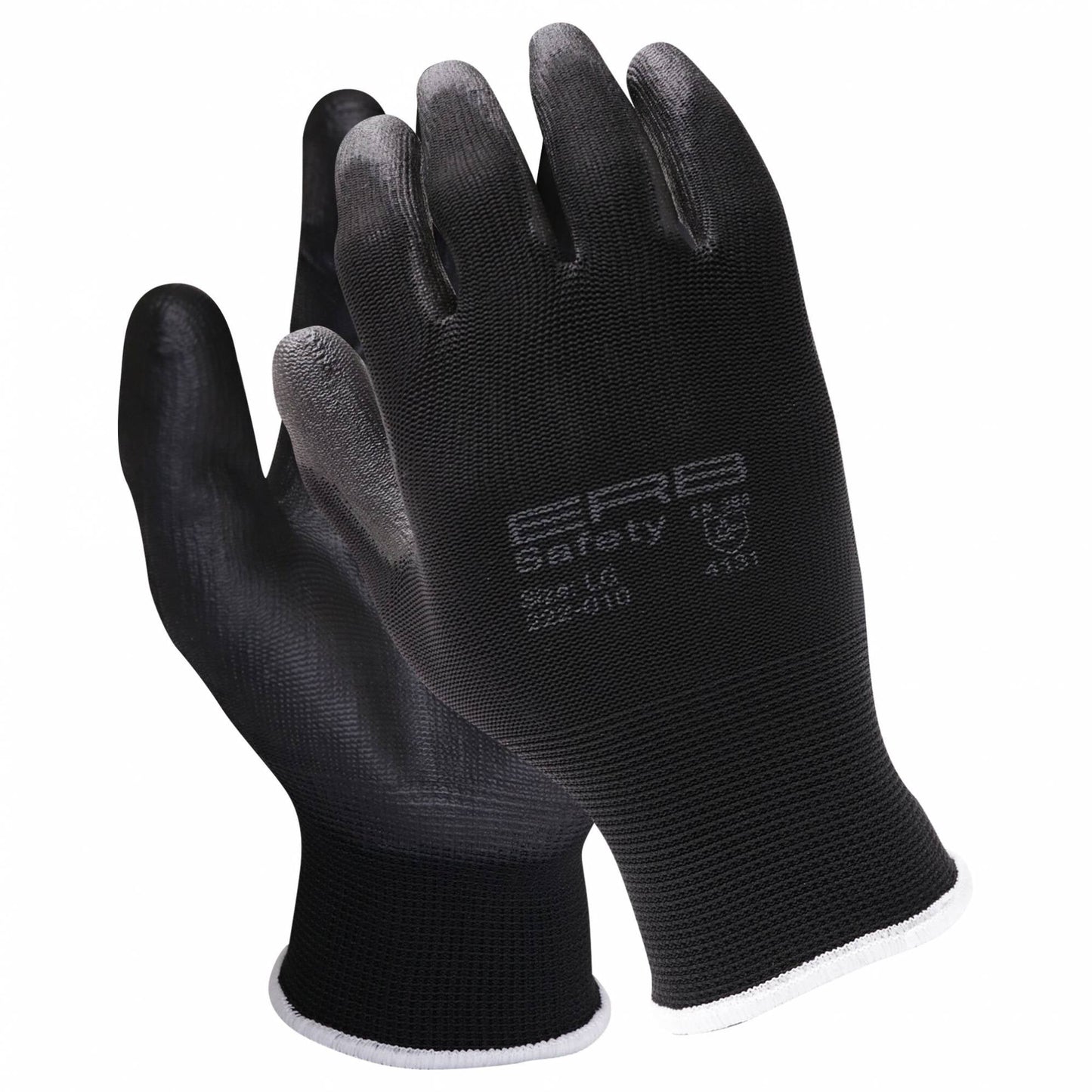 Black String Knit Gloves - ERB - Polyurethane Coated
