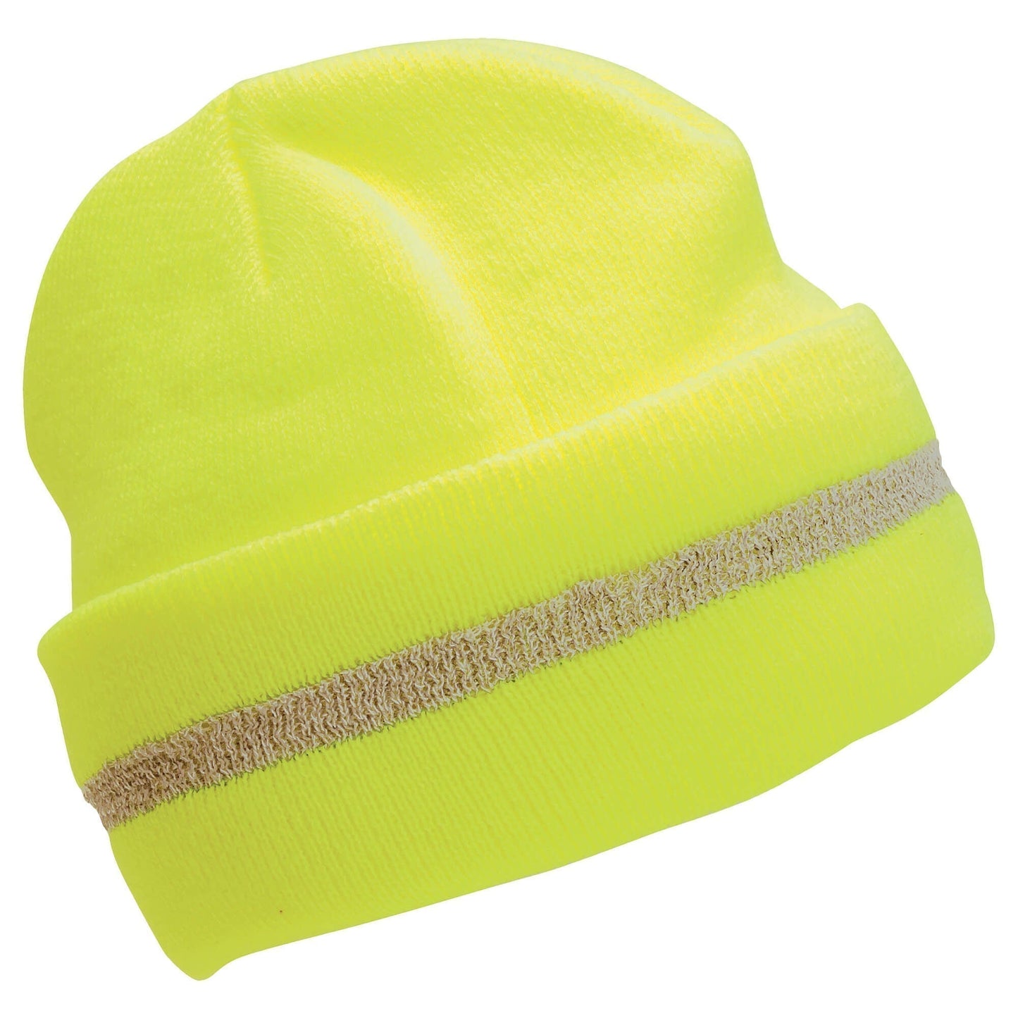 Hi-Viz Lime Beanie - ERB - Reflective Stripe