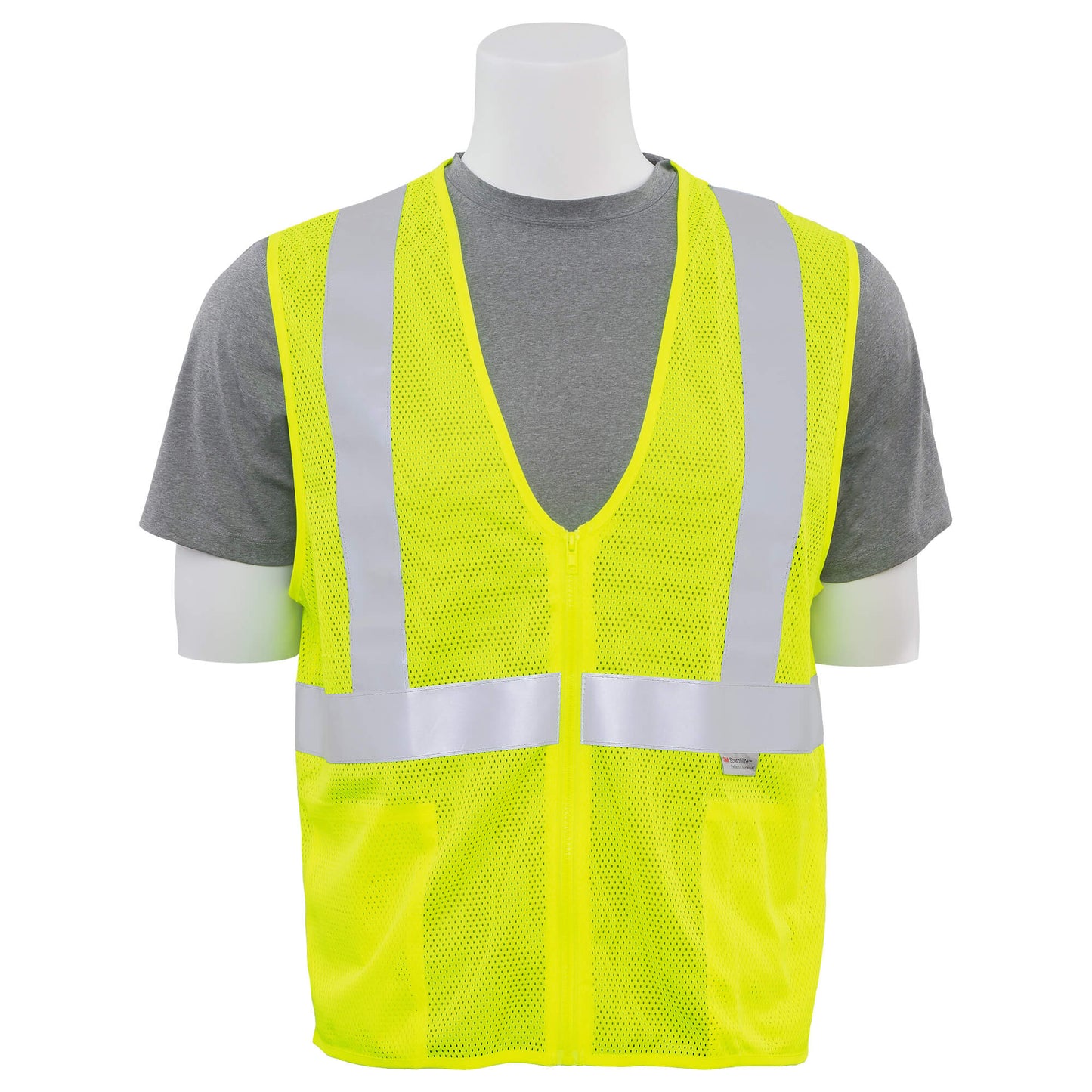 Yellow/Lime Safety Vest - ERB - Mesh Zipper Design