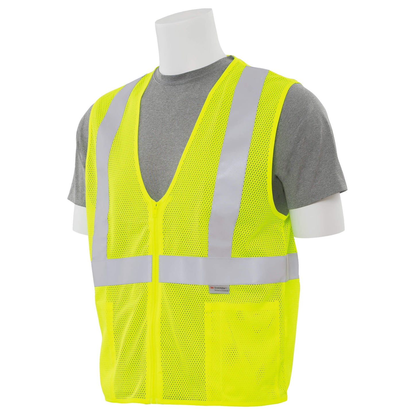 Yellow/Lime Safety Vest - ERB - Mesh Zipper Design