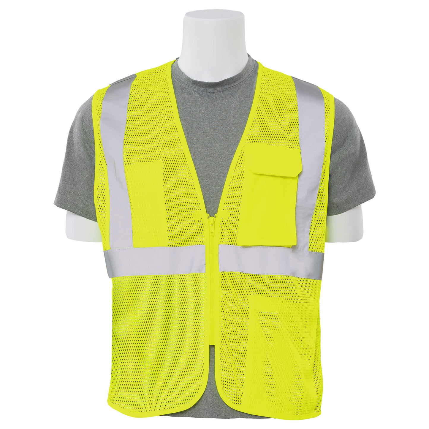Yellow/Lime Safety Vest - ERB - Reflective Mesh Design