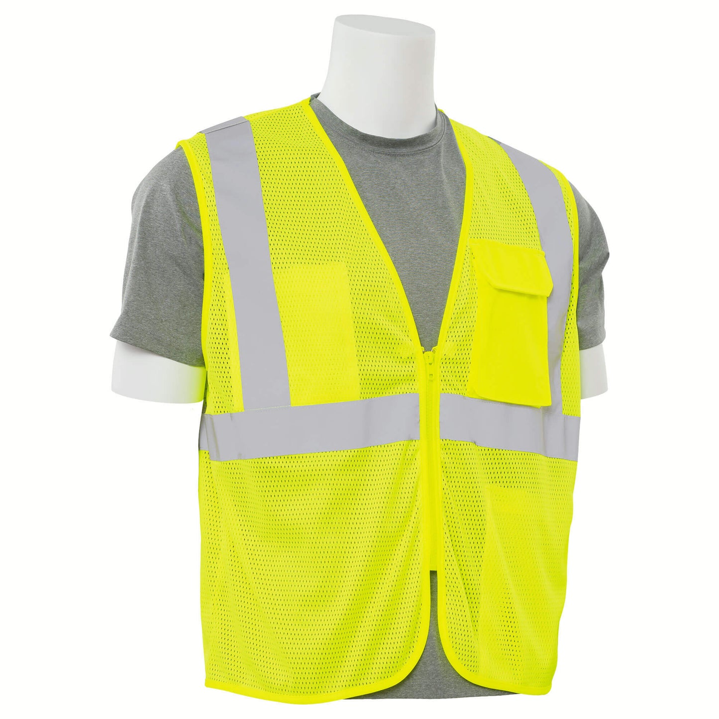 Yellow/Lime Safety Vest - ERB - Reflective Mesh Design