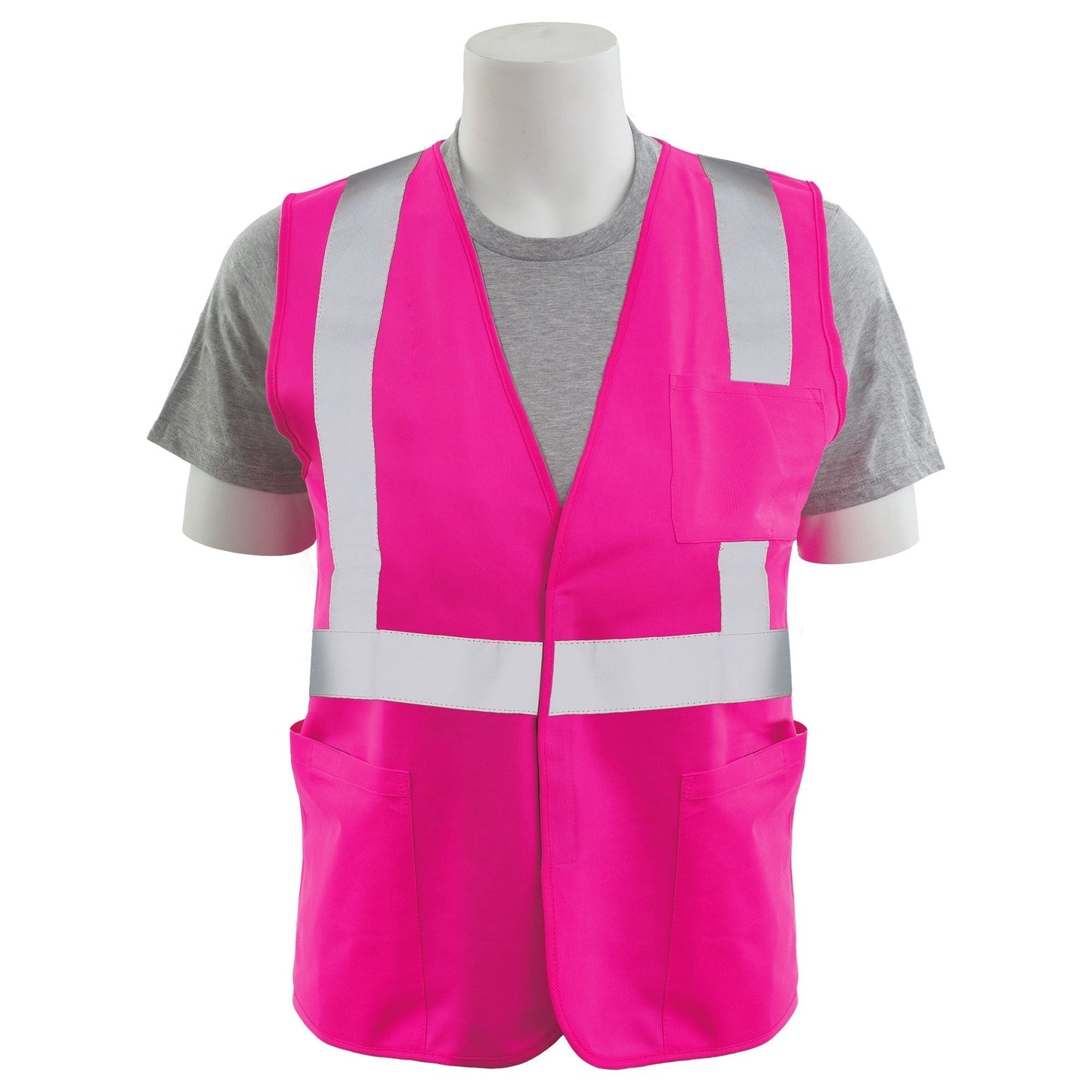 Pink Safety Vests - ERB - Polyester with Pockets - High Visibility