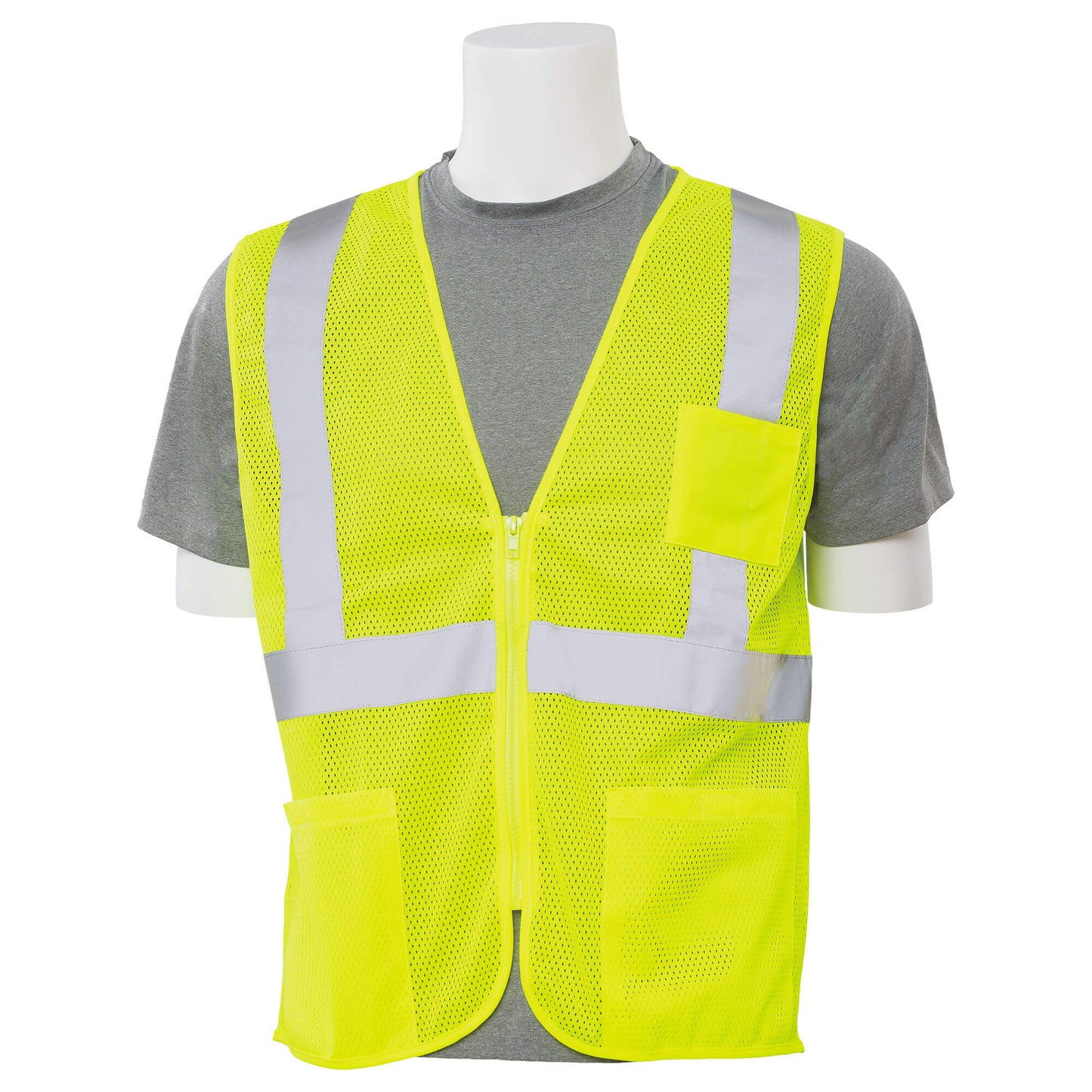 Yellow/Lime Safety Vest - ERB - Mesh With Pockets
