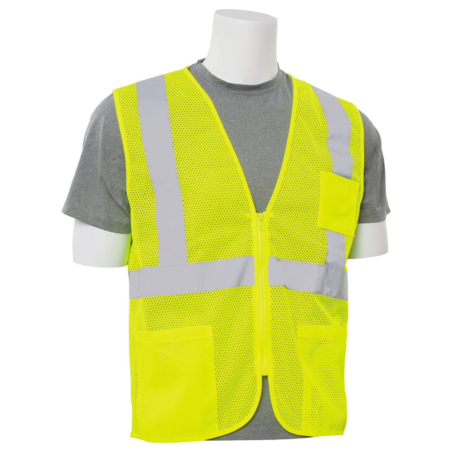 Yellow/Lime Safety Vest - ERB - Mesh With Pockets